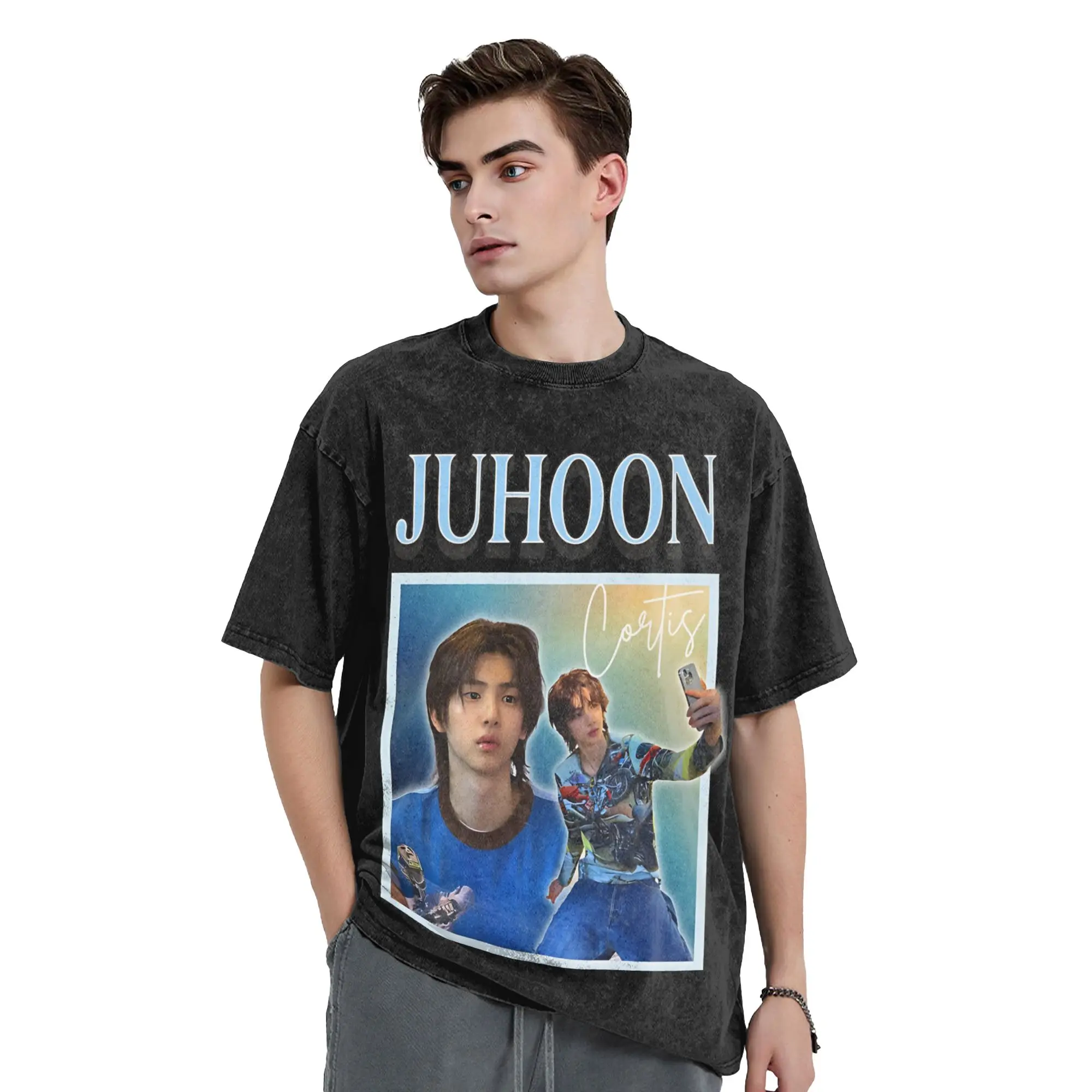 Juhoon CORTIS GO k pop k-pop الفرقة المعبود تي شيرت الهيب هوب غسلها 100% القطن تي شيرت على طراز هاراجوكو الرجال النساء الشارع الشهير الجرافيك تيز