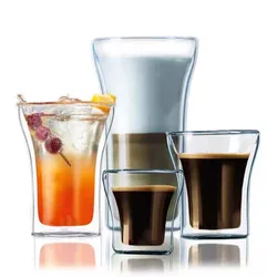 100/200/250ML Simple Double-layer Glass Cup Heat Cold Resistant Anti-scalding Coffee Cup Milk Brandy Wine Mug Cafe Accessories