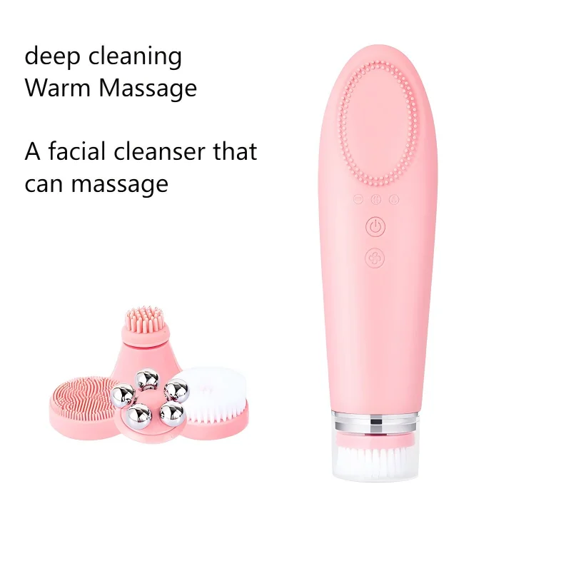 Elettrico 4 In1 Silicone Comedone Esfoliante Pelle Rafforzamento Massaggio Home Spa Detergente per il viso Cura Pulizia Spazzola per il viso Detergente