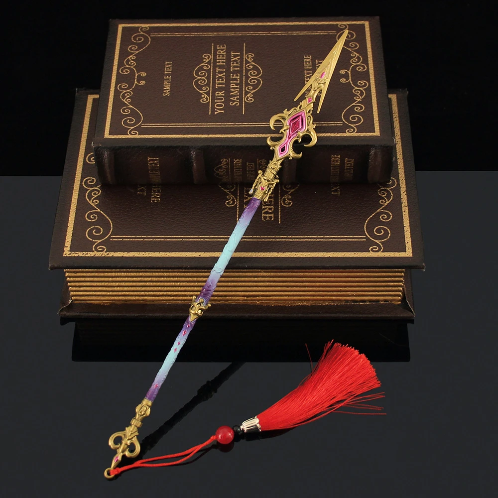 30cm Naraka Bladepoint Game Weapon Fairy Colored Spear Peripheral Metal Model Ornament Prop Collection Crafts Gift Toys for Boys