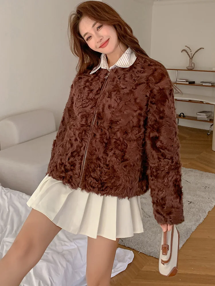 AYUNSUE Genuine Wool Coat Women Winter Clothes 2025 Sheep Shearling Jacket Korean Fashion Fur Coat Women Real Пальто Женское