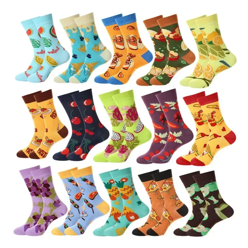 

Cute Funny Women's Socks Cartoon Colorful Fruit Food Creative Cotton Socks Fashion Novelty Couple Stocking Christmas Gifts Cool