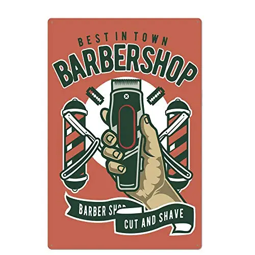 

metal tin sign Best in Town Barber Shop Cut and Shave for Bar Cafe Garage Wall Decor Retro Vintage 7.87 X 11.8 inches