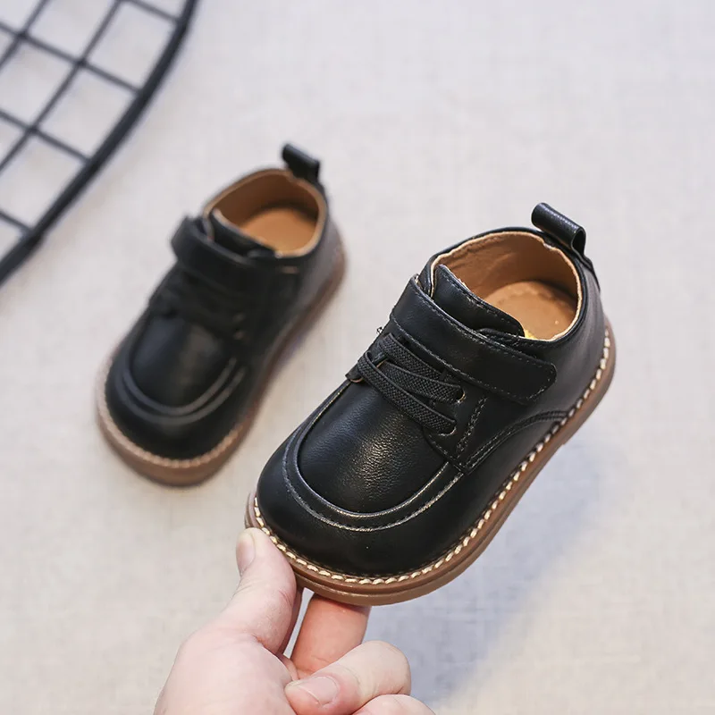 Baby Walking Shoes 2024 Autumn New Suitable for 1-3 Years Old Baby Shoes Boys and Girls Soft Bottom Leather Shoes Solid Colour