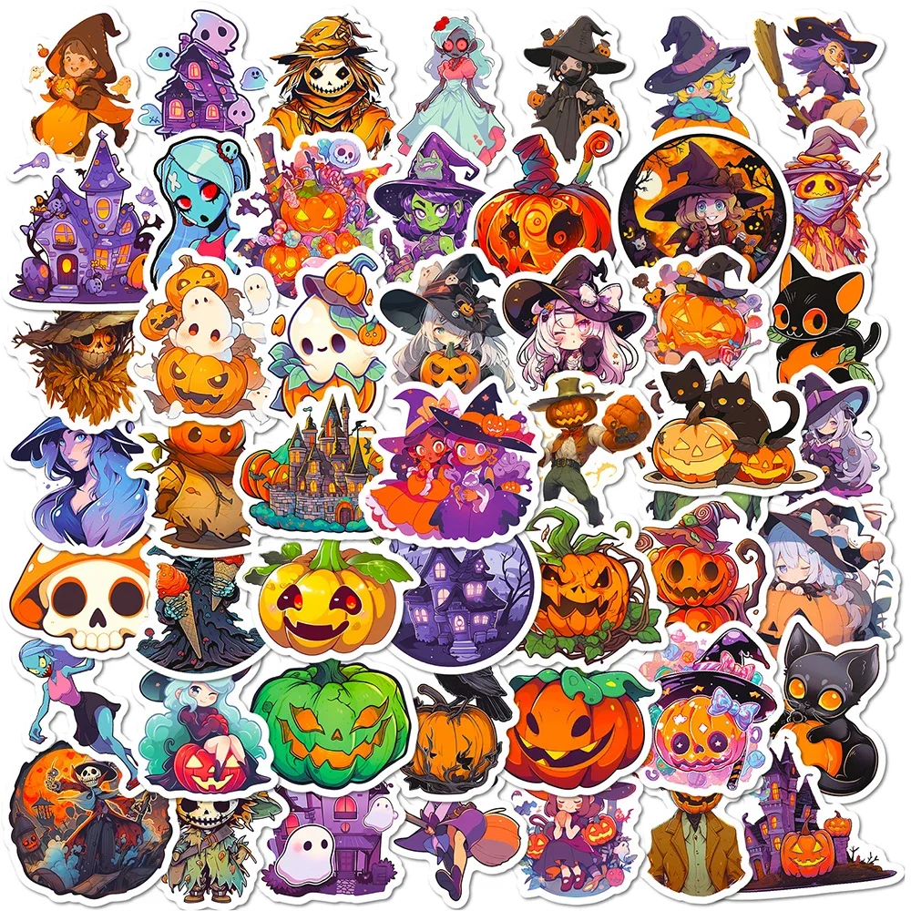 50 stücke Coole Cartoon Halloween Hexe Wasserdichte Aufkleber Dekoration Aufkleber Motorrad Laptop Telefon Gepäck Auto Aufkleber Spielzeug