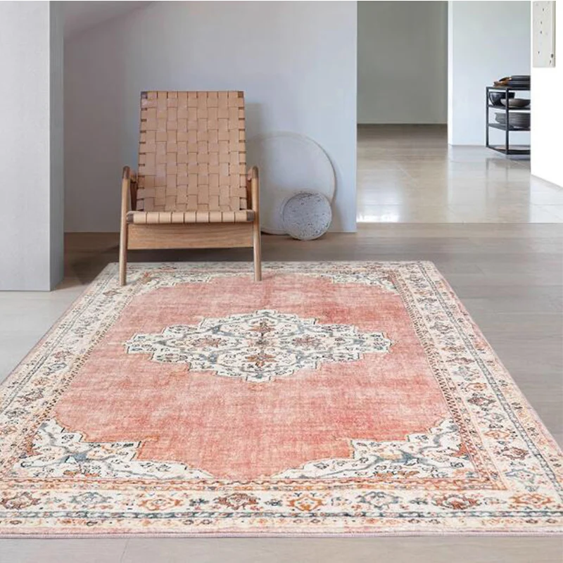 Pink American Style Retro Carpets Persian Non-slip Rug Bedroom Large Europe Child Carpet Home Decor for Living Room
