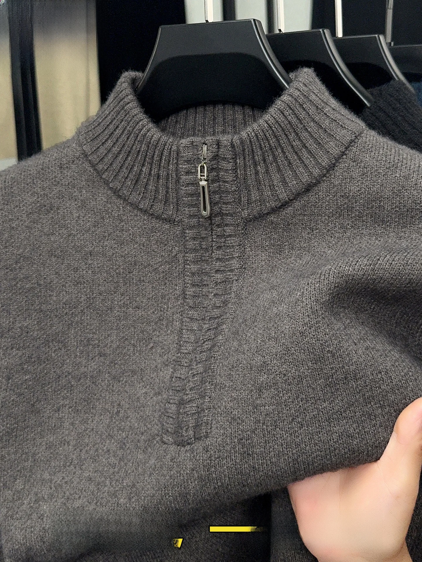 

Мужской свитер на молнии из толстой вязаной ткани, зимний, теплый, модный, с длинным рукавом, в стиле Dad Sweater, с отложным воротником