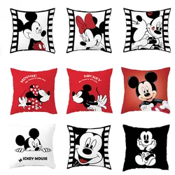 Disney-Taies d'oreiller Minnie Mouse pour couple, taies d'oreiller douces, taie d'oreiller décorative blanche, cadeau de salon