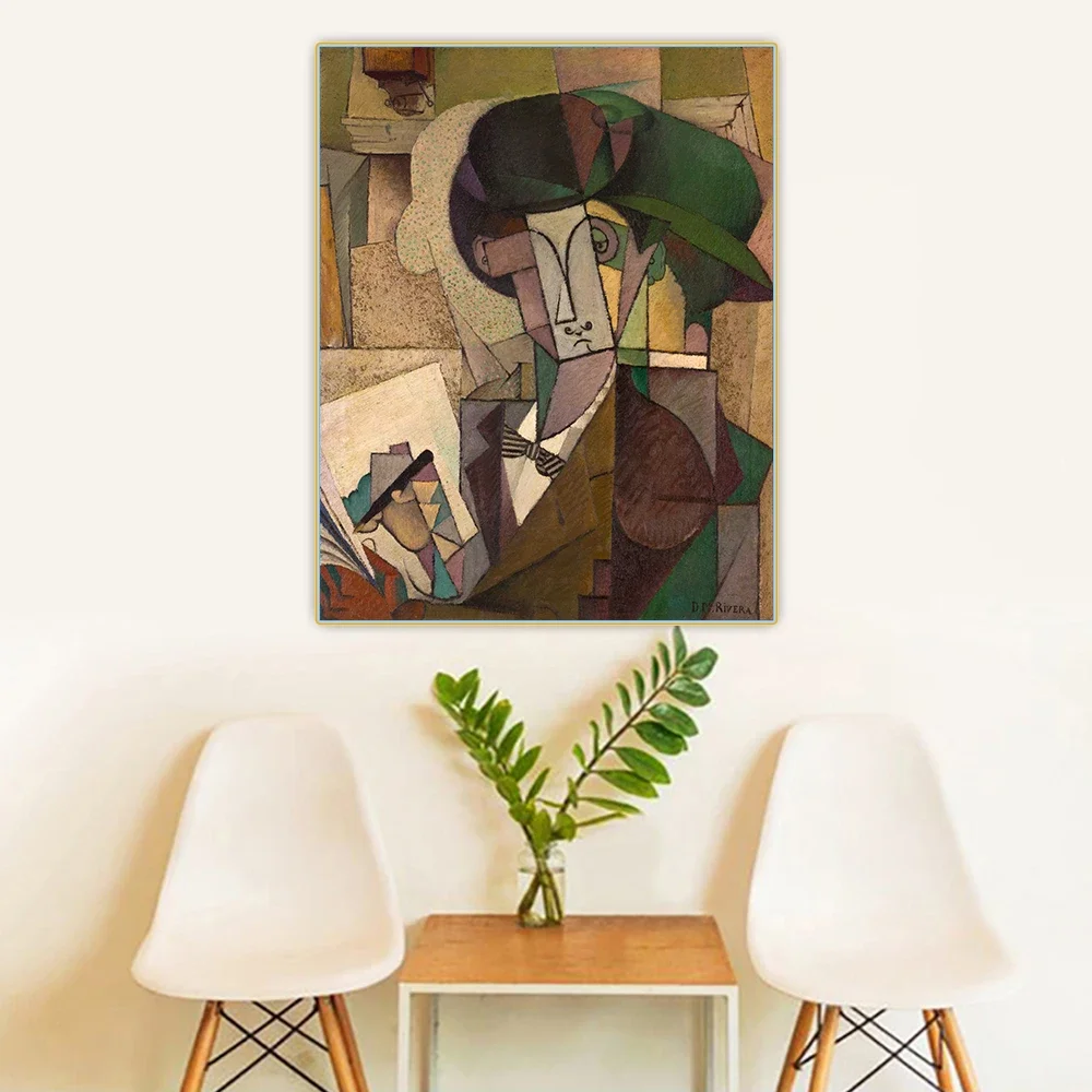 Diego Rivera《Young Man with a Fountain Pen》Canvas Art Oil Painting Artwork Poster Picture Wall Hanging Decor Home Decoration