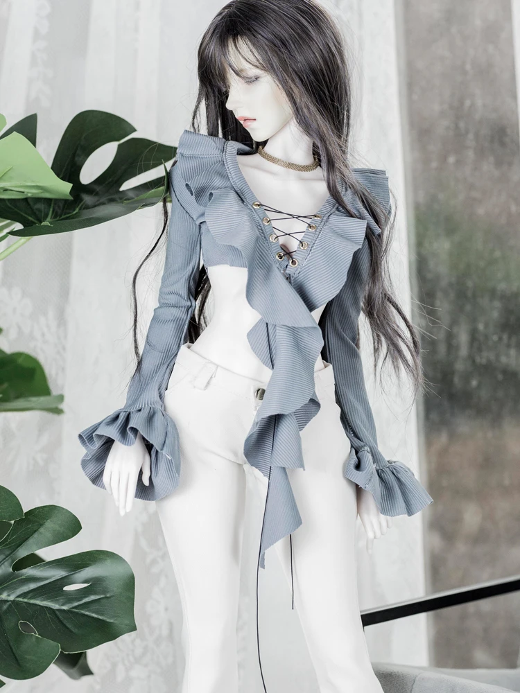 D09-P201 children handmade toy   1/4 1/3 MDD MSD sd16 BJD Doll Sexy and Pure grey blue Lace Top 1pcs