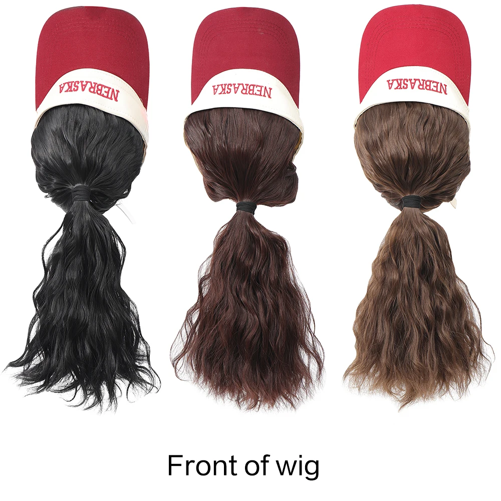 12 inches Synthetic Natural Curly Hair Ponytail Extension Wig Travel Beach Shade Baseball Cap All-in-one Easy to Wear Hat Wig