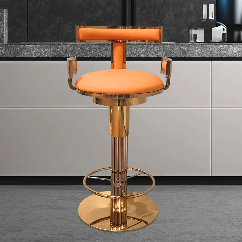 Ultra-qian Leather Mirror Stainless Steel Vacuum Plating Bar Chair