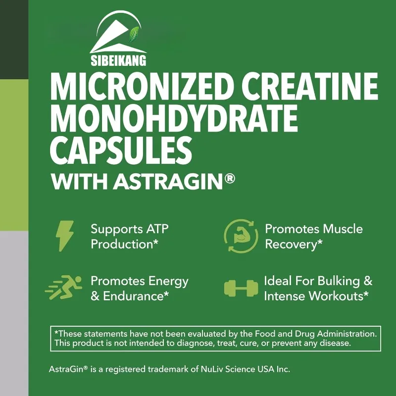 Micronized Creatine Monohydrate Capsules Containing Huangqi -60 Capsules Per 3g