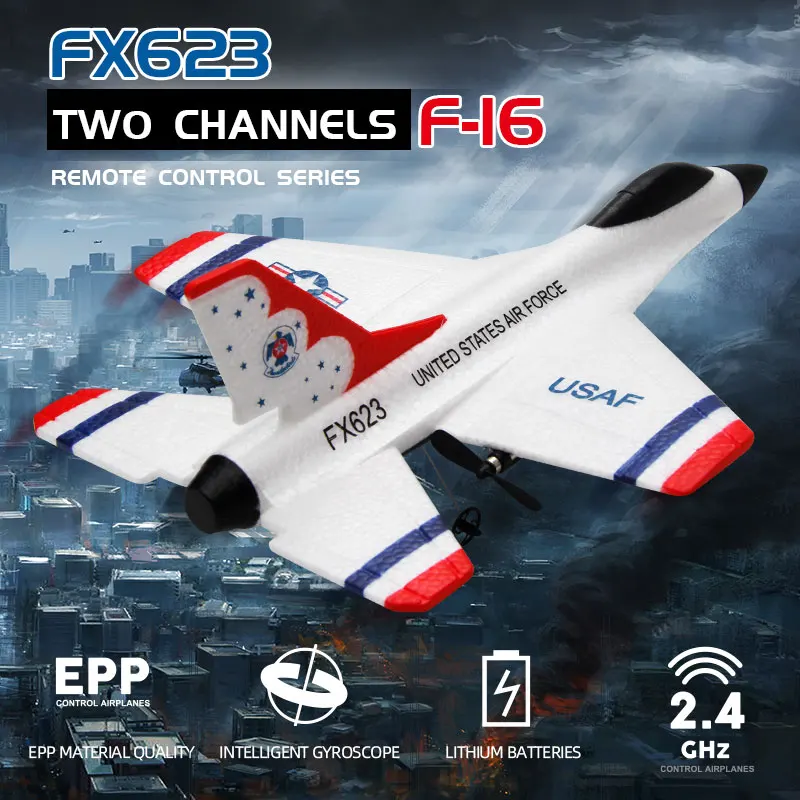 

New FX623 Remote control aircraft Two-channel F16 fighter fixed wing foam model aircraft Glider Children's toy