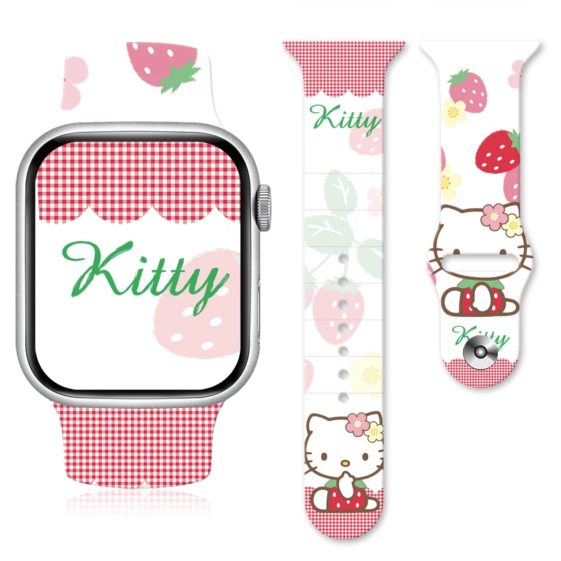 Hellokitty 2 حزام مطبوع لساعة أبل 46 مللي متر 44 مللي متر 42 مللي متر 41 مللي متر سوار سيليكون قابل للاستبدال حزام الساعات ل iWatch 11 10 9 8 SE