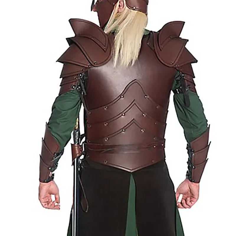 Pauldrons de cuero para Halloween, armadura Medieval de doble hombro, Spaulders, elfo, arquero, caballero, disfraz de Cosplay, accesorios Larp para mujer Me E