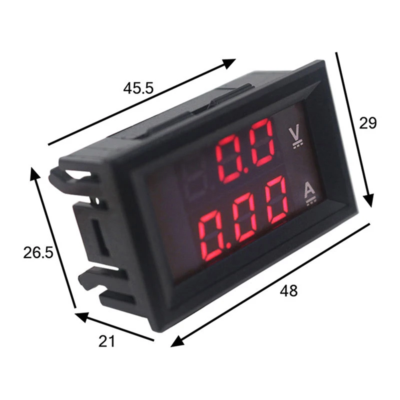 DC 0-100V 10A voltmetro digitale amperometro doppio Display rilevatore di tensione misuratore di corrente pannello Amp Volt Gauge 0.28 "LED rosso blu