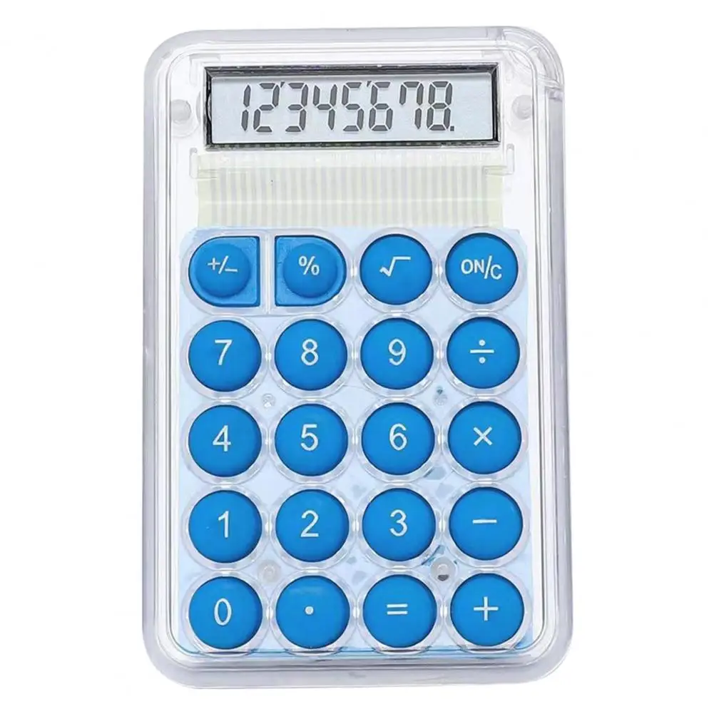 Student Calculator LCD Display Large Screen Silicone Buttons Battery Powered 8-digit Handheld