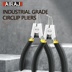 AIRAJ 5 Inch Spring Clamp Pliers Dual-Purpose Internal External Install Uninstall Spring Bent Straight Pliers Manual Tools