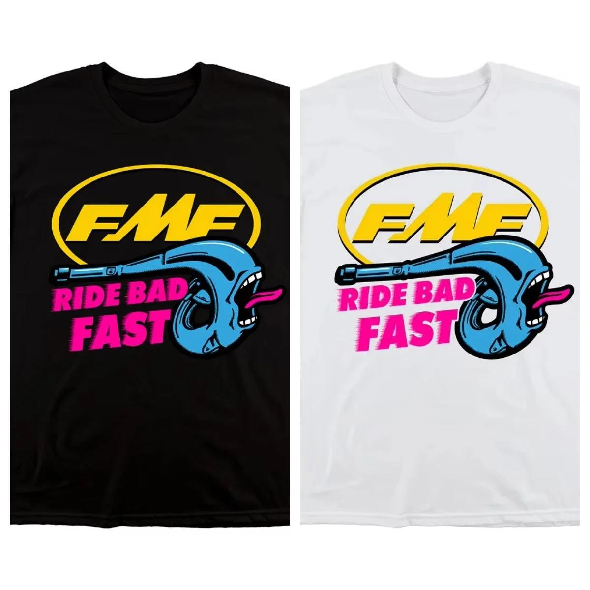Cartoon Screaming Exhaust Pipe Motocross Graphic T Shirt Vintage Offroad Bike Racing Slogan Print Oversized Short Sleeve Tee