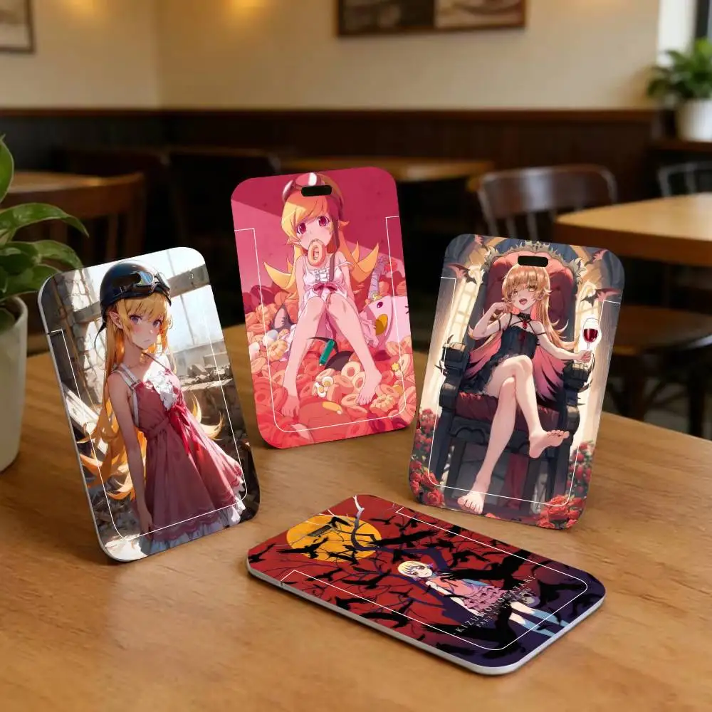 Anime Bakemonogatari ID Card Holder Neck Strap Pendant Door Badge Holder Lanyards Keychain Work Credential Case Gift