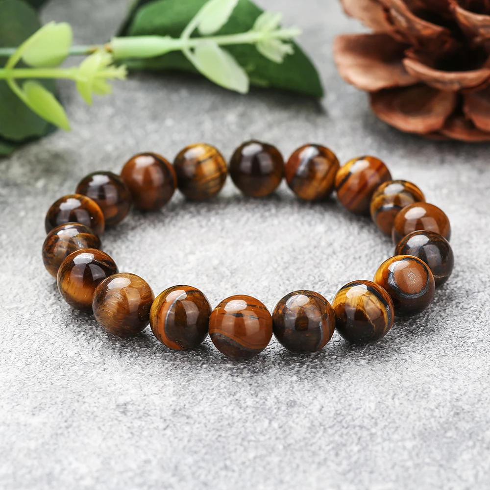 Fashion 6/8/10mm Tiger Eye Stone Bracelet Men and Women Charm Natural Stone Jewelry Healing Buddha Elastic Rope Couple Bracelet