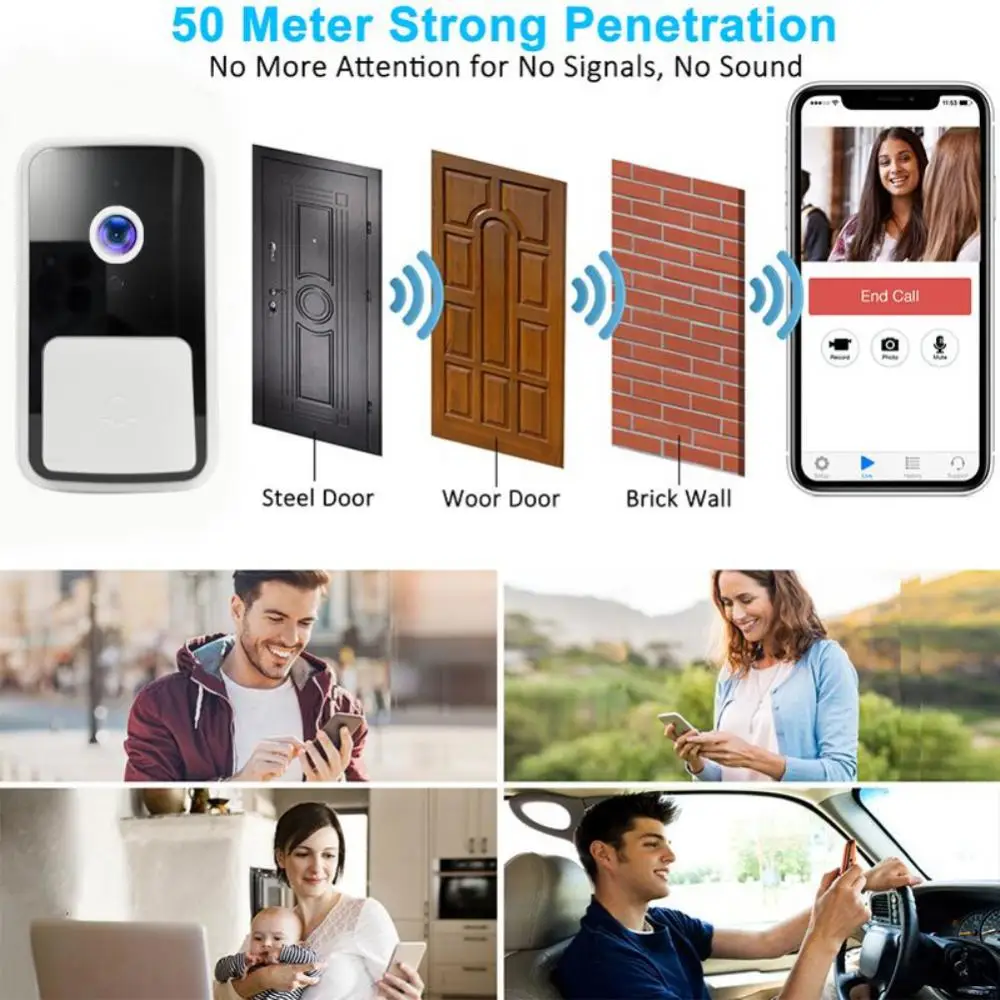Smart Deurbel Wifi Draadloze Call Twee-Weg Intercom Camera Telefoon Remote Video Home Beveiliging Nachtzicht Bel Camera