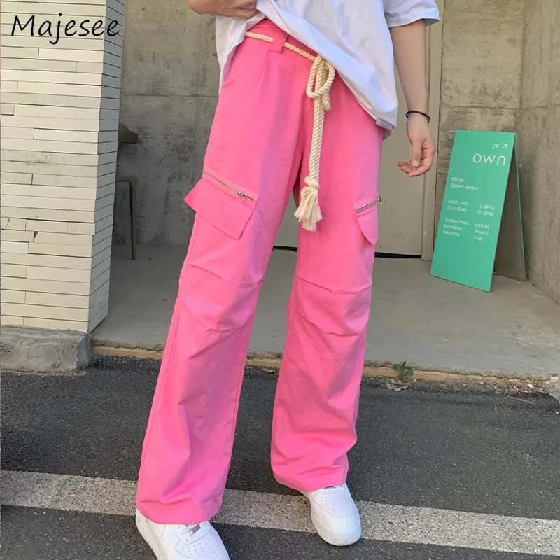 Cargo Pink Pants Men Unisex Hip Hop Tactical Trousers Harajuku Chic Baggy American Streetwear Vintage Y2k Summer Pantalones Cool