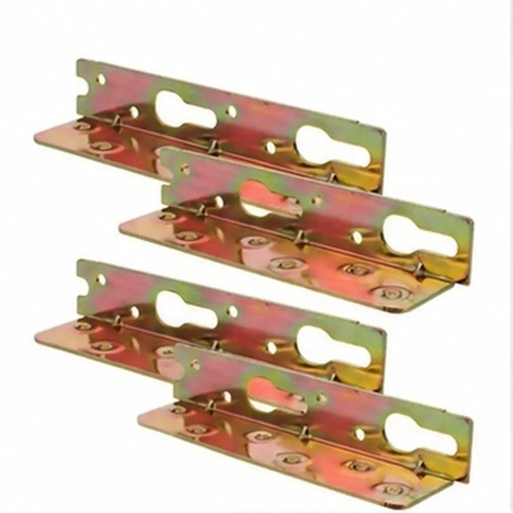 4Pcs Bed Frame Connecting Hardware Heavy Duty Carbon Steel Rail Hook Plates for Wood Bed Furniture Accessories Stable Secure