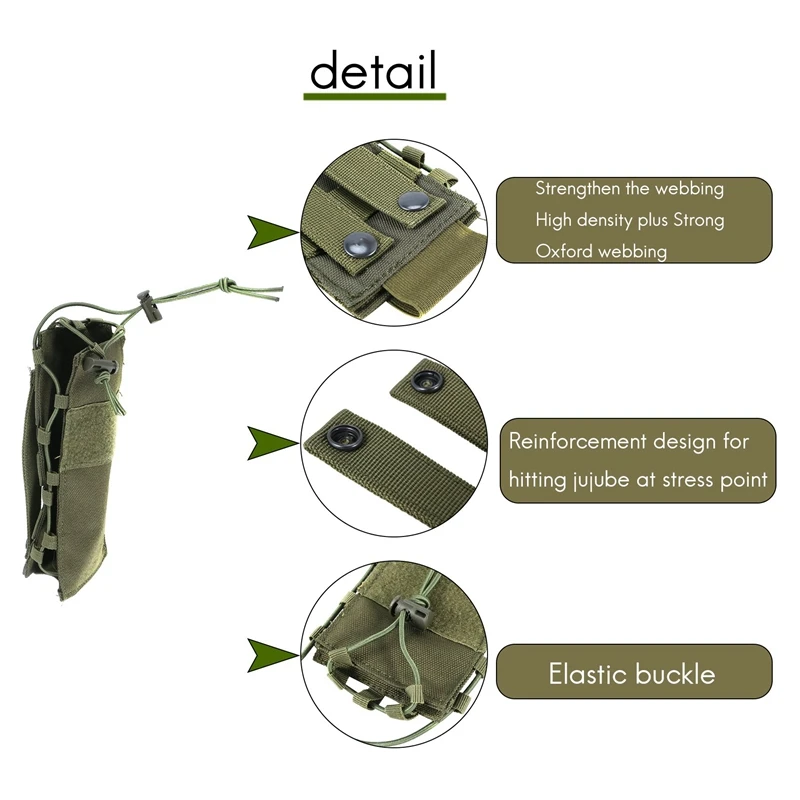 Soporte táctico para botella de agua, bolsa de nailon Molle, duradero para ciclismo, correr, deportes al aire libre