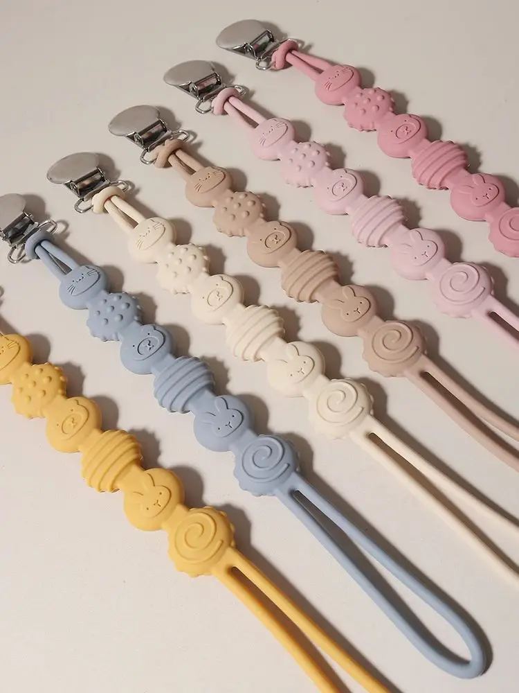 Attache-sucette en silicone pour bébé, dessin animé renard, ours mignon, lapin, chaîne de sucette pour nouveau-né, sucette de dentition, Clips factices