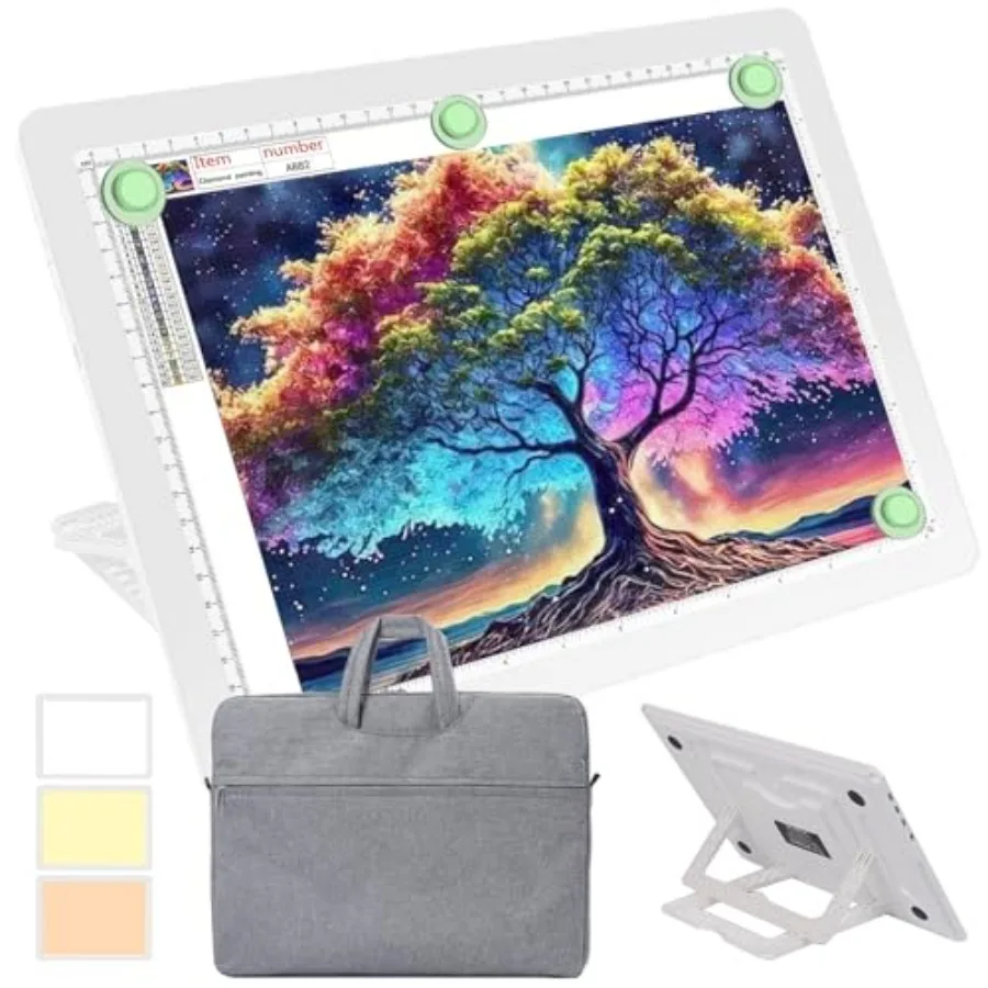 

Rechargeable A4 Light Pad with Built-in Stand and Bag Magnetic Tracing Light Box for Drawing Diamond Art Light Board with Side