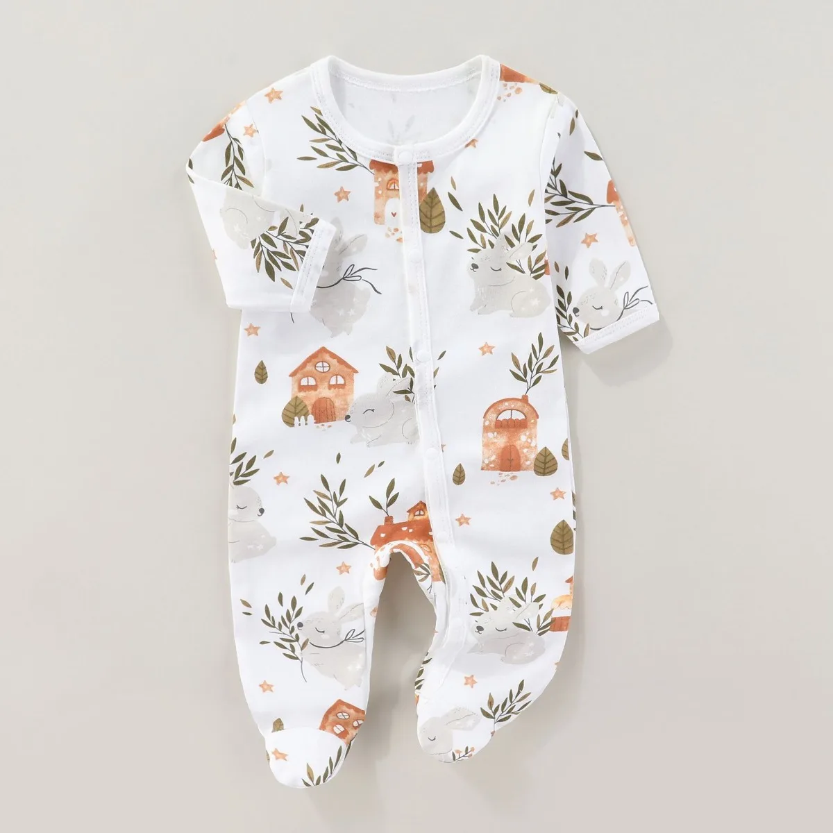Baby Boy Girl Spring Autumn Footed Jumpsuit Clothes 0-9 Months Kid Pure Cotton Casual Romper Newborn Infant Outdoor Daily Pajama