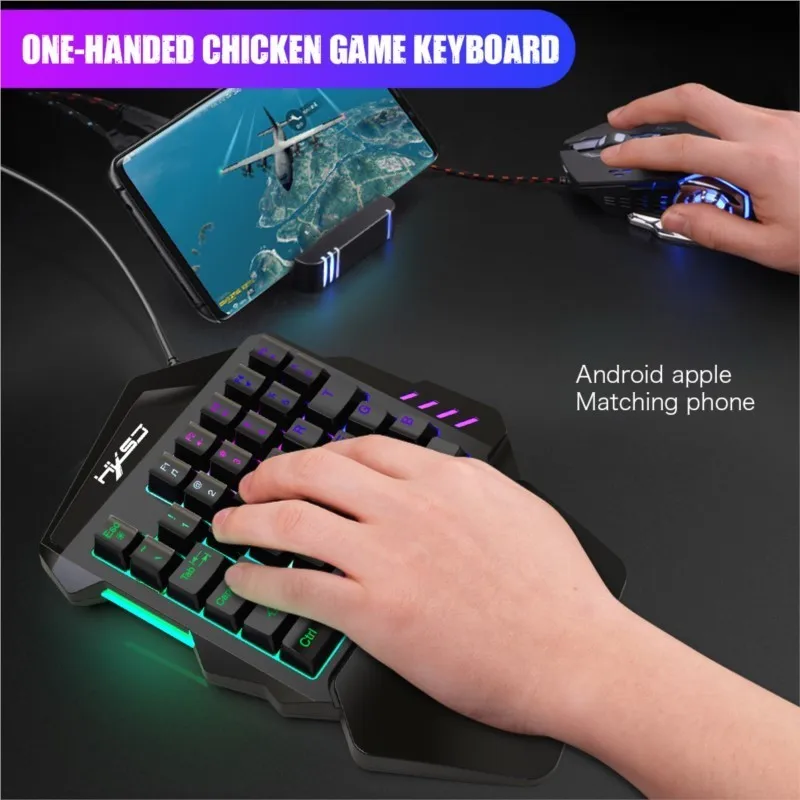 OllyMurs New Style One Hand Keyboard Left Hand Set Compact Mini Portable Phone Throne Paired With PUBG Throne Gaming Keyboard