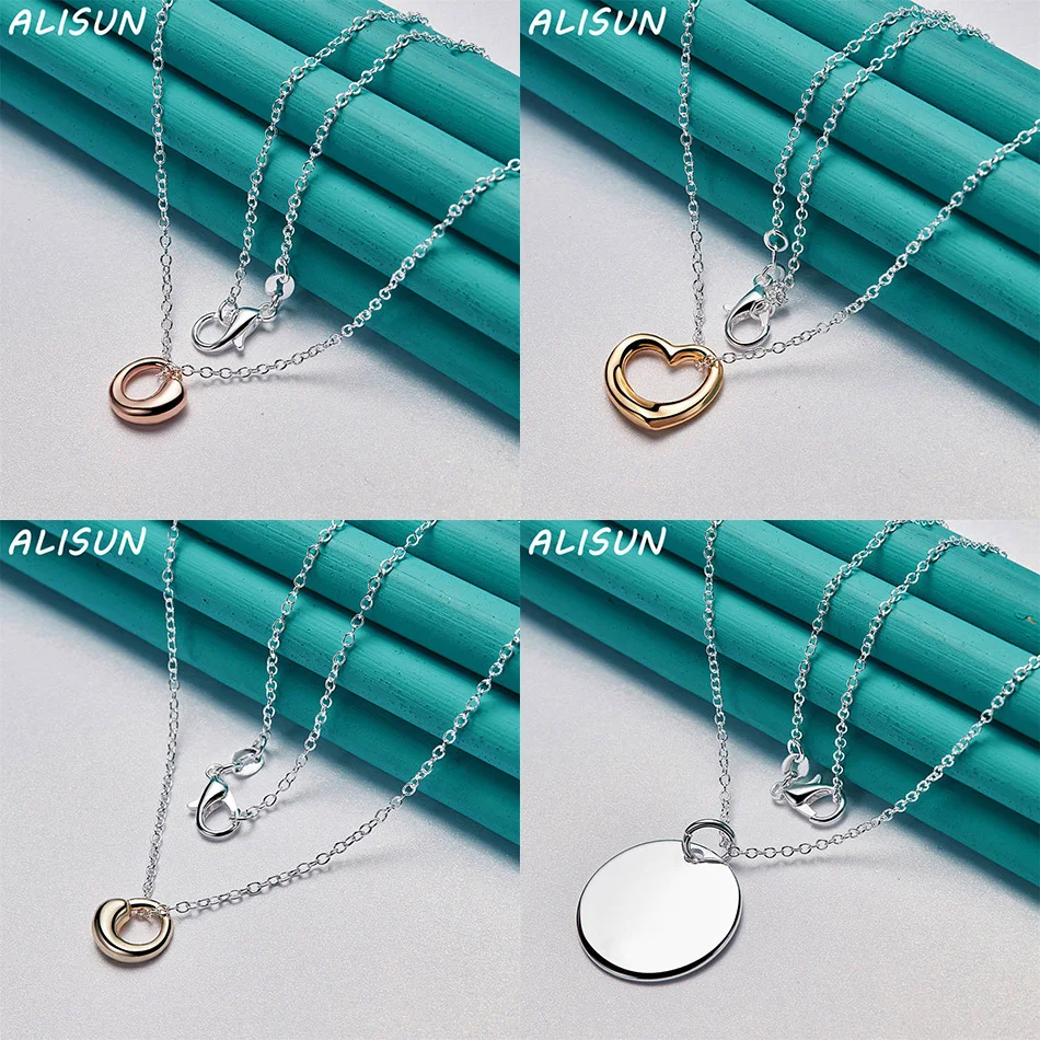 

ALISUN 40-75cm 925 Sterling Silver Geometric Necklace For Women Men Charm Trend Birthday Gifts Fashion Party Fine Jewelry