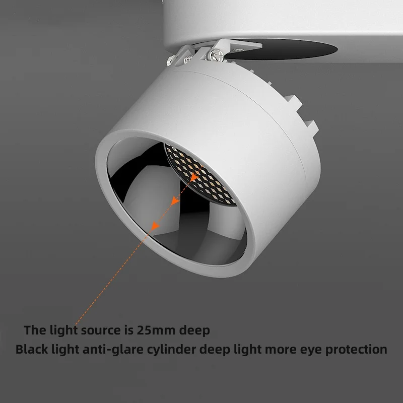 Lampu spot dua kepala, cahaya cob anti silau anti sudut dapat disesuaikan tanpa lubang cahaya turun tanpa lampu utama