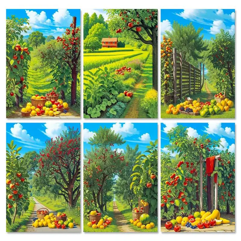 

GATYZTORY Acrylic Painting By Numbers With Frame Pictures On Numbers Orchard Canvas Painting Wall Art Gift For Beginners Decors