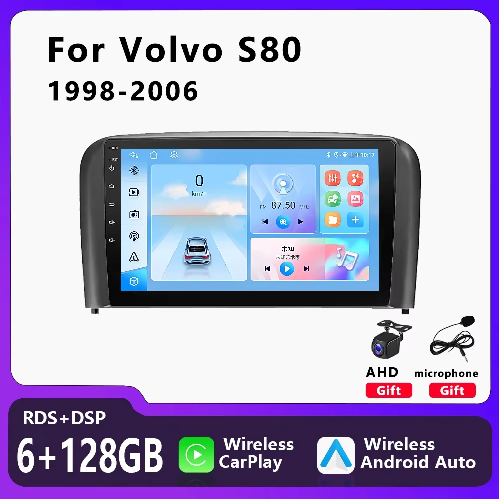 Car Radio Multimedia Video Player For Volvo S80 1 1998-2006 9 inch Wireless Carplay Android Auto GPS Navigation Stereo Head Unit