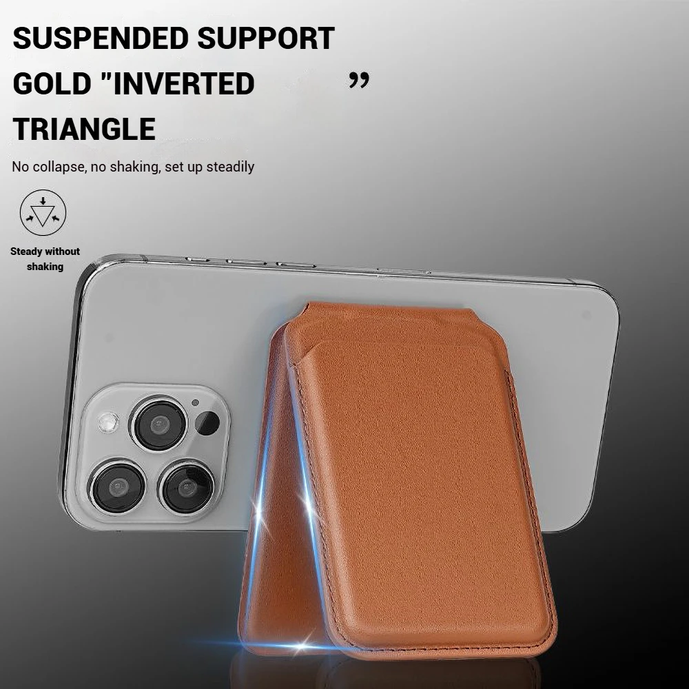 Magnetischer Kartenhalter aus Leder PU-Kartenhülle Ausweishalter Handy-Rückseiten-Aufkleber-Tasche für Magsafe iPhone 17 Kartenhalterhülle – Detail 4