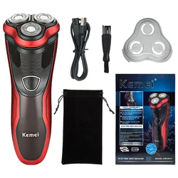 Kemei KM-9013 3d barbeador elétrico para homens molhado seco barba cabeça careca barbeador elétrico recarregável máquina de barbear facial