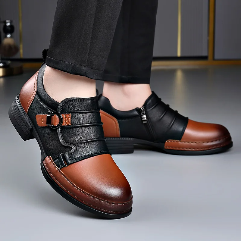 big size mens fashion party nightclub original leather shoes slip-on driving shoe designer summer loafers youth trendy footwear