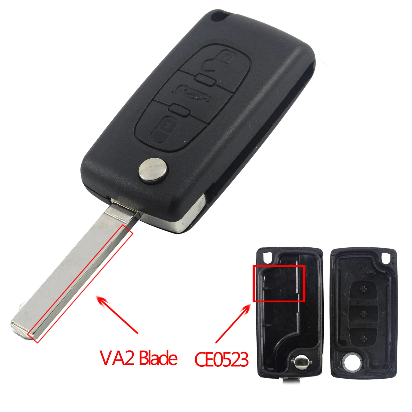 Jingyuqin Flip Remote Key Shell per Peugeot 207 307 308 408 Partner Citroen C5 C6 Berlingo Picasso Xsara VA2 HU83 CE0536 CE0523