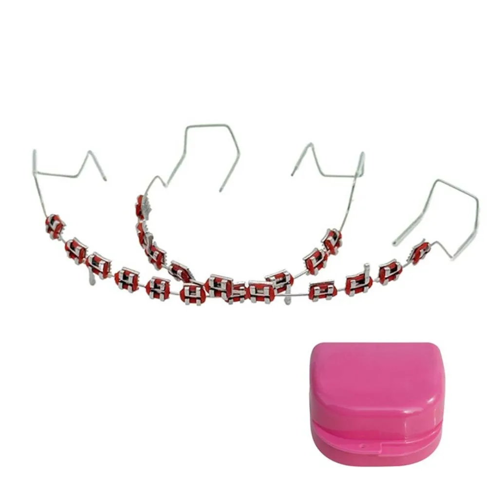 

Colorful Temporary Tooth Decoration with Box Dental Decorations Orthodontic Ligature Ties with Metal Wires Fake Brackets