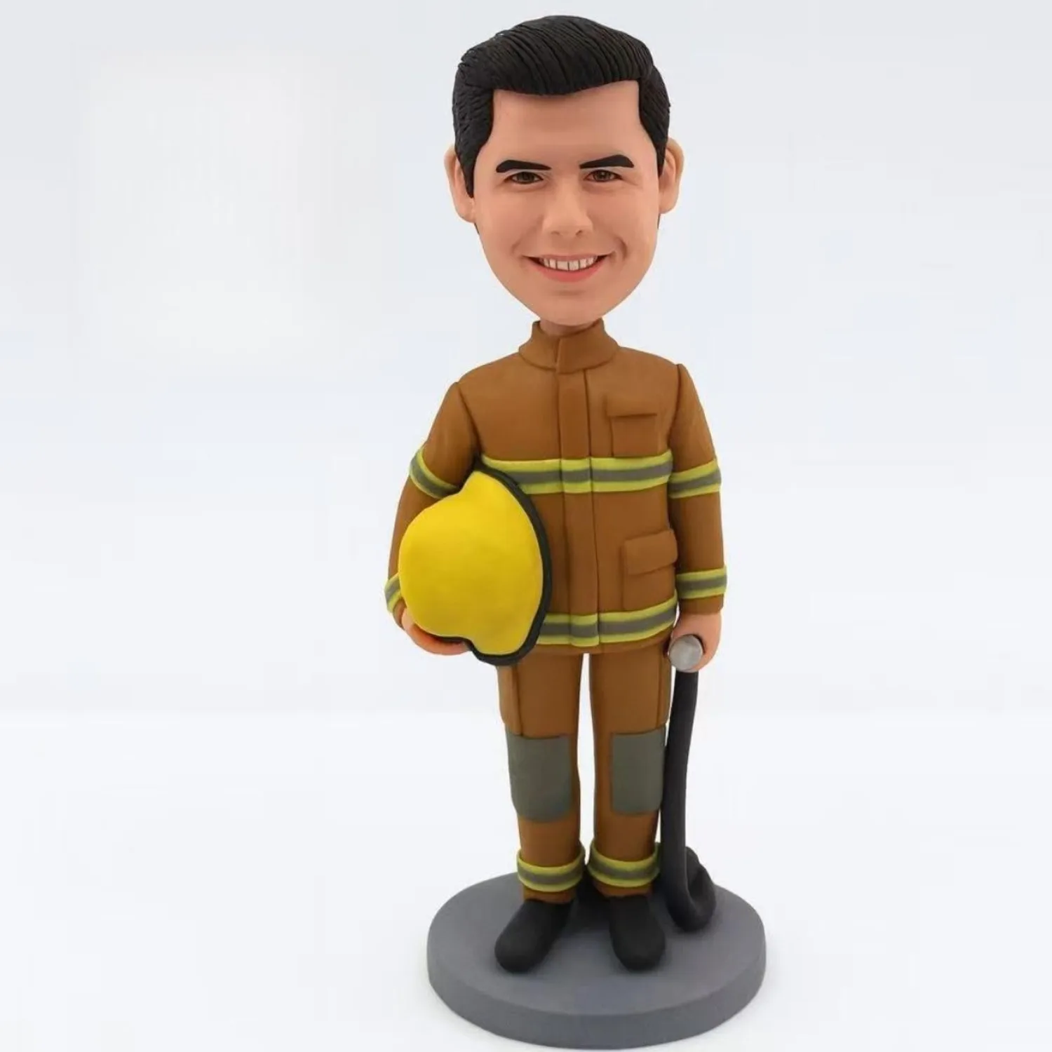 Custom Bobble Head Firefighter Personalized Figurine from Photo Handmade Doll Gift for Boyfriend Husband Retirement Birthday