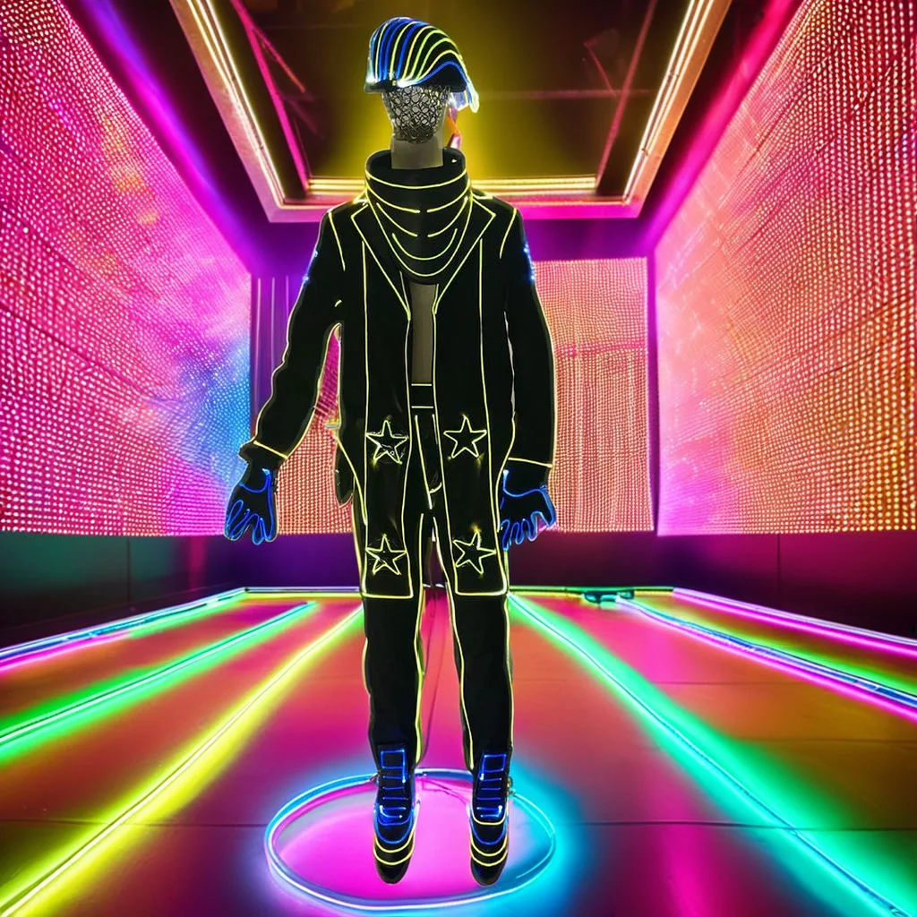 

New Tron Cosplay Costume Adult Fiber Optic Fabric Costume with Light Emitting Diode Lighting for Disco DJ Dance