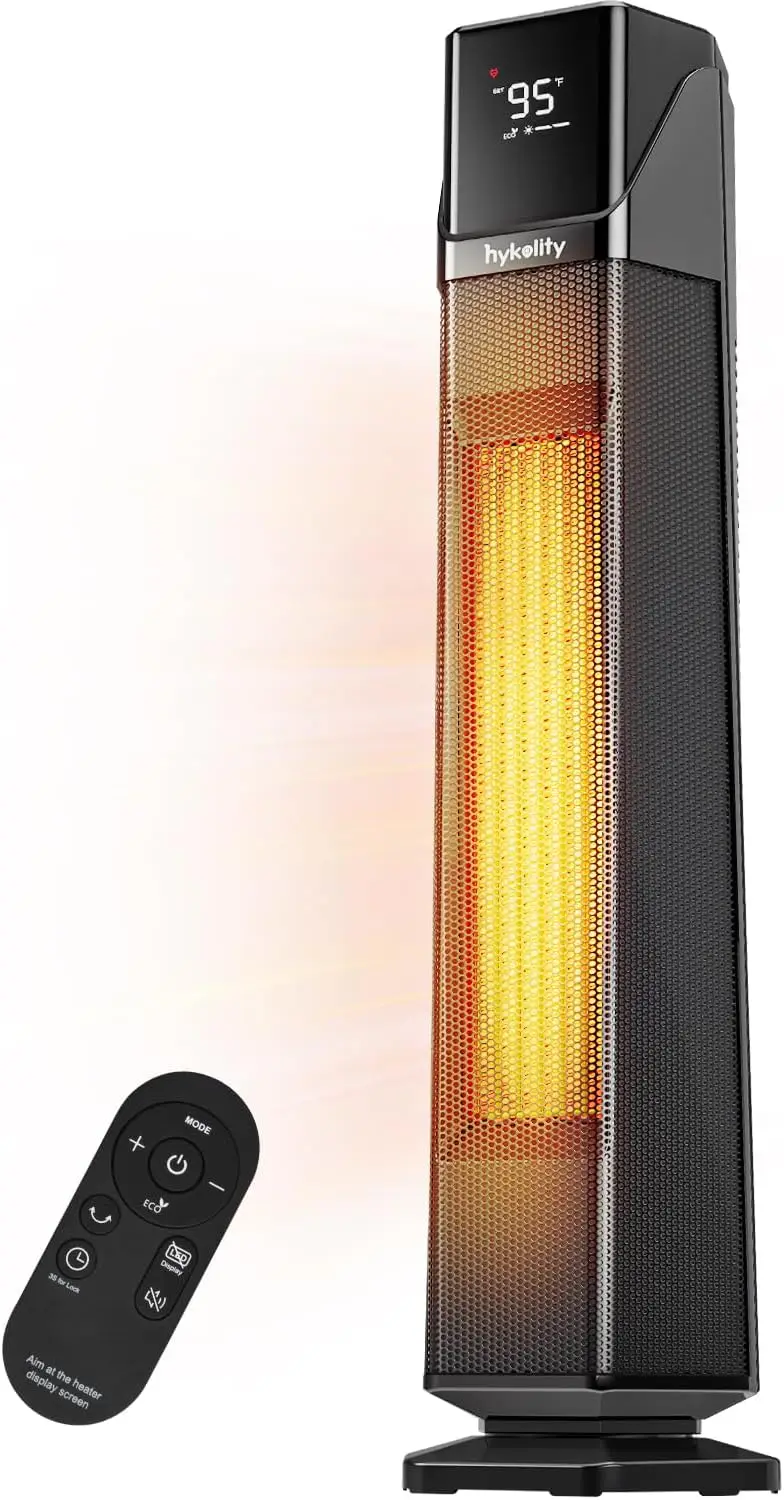 

30" Electric Space Heater with Thermostat, Remote, 70° Oscillation & Timer - Fast Heating for Large Rooms