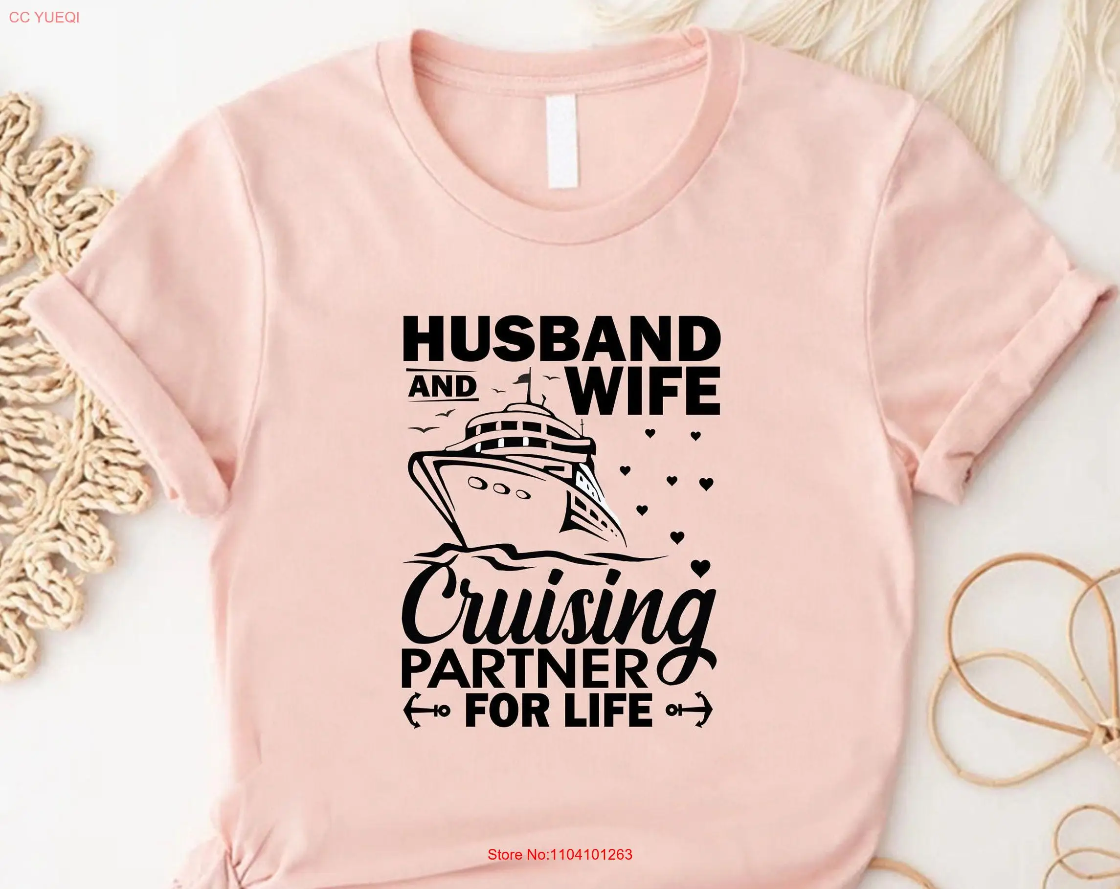 

Couple Cruise T Shirt Husband And Wife Cruising Partners For Life Couples s Anniversary Honeymoon long or short sleeves