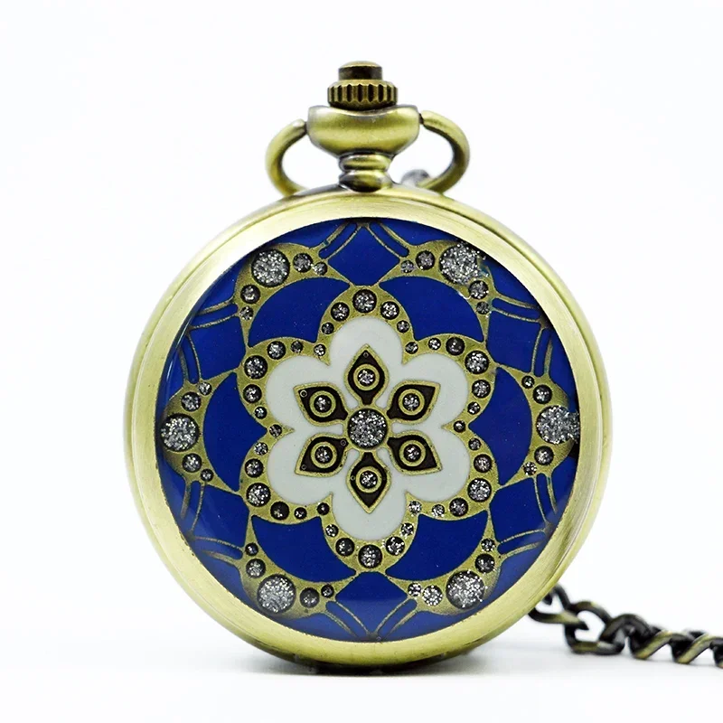 

Retro Green Flower Enamel Mechanical Pocket Watch Antique Necklace Chain Pendent Men Women Fob Watches reloj mecánico