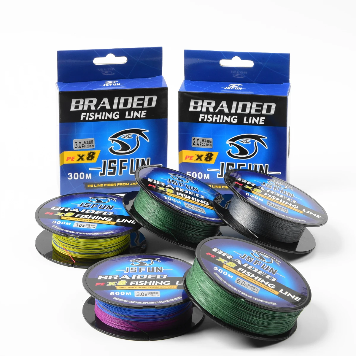 JSFUN 300M 8 Strands Braided Wire Coating Fishing Line Pound Count 34LB-96LB Monofilament Leader Line Carp Fishing Sinking Line