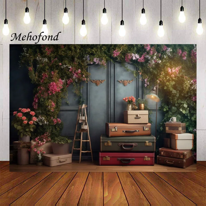 

Mehofond Photography Background Vintage Grey Wall Flower Garden Wedding Portrait Kids Birthday Party Decor Backdrop Photo Studio